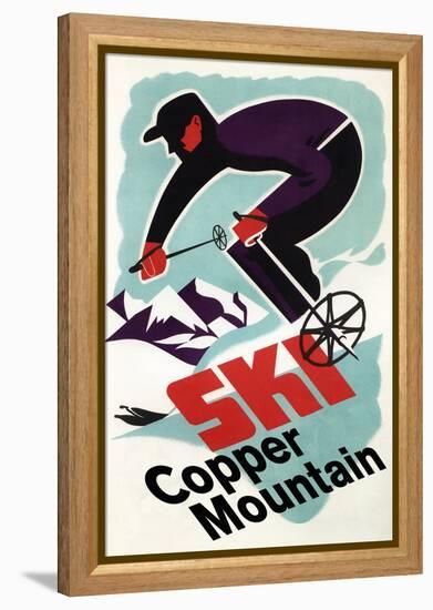 Copper Mountain, Colorado - Retro Skier-Lantern Press-Framed Stretched Canvas