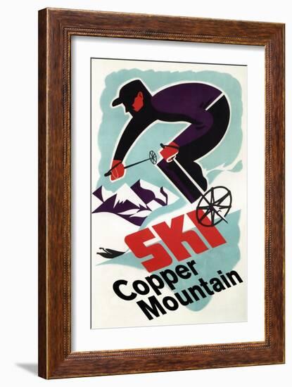 Copper Mountain, Colorado - Retro Skier-Lantern Press-Framed Art Print