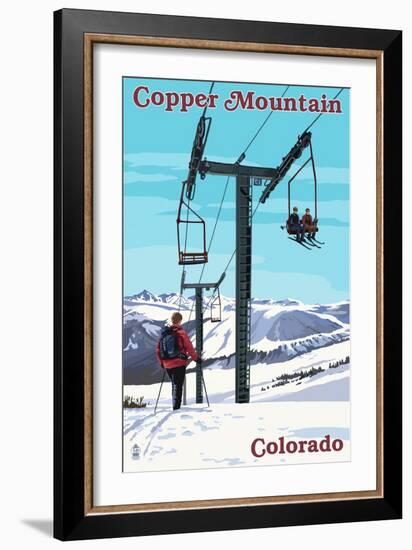 Copper Mountain, Colorado - Ski Lift Day Scene-Lantern Press-Framed Art Print