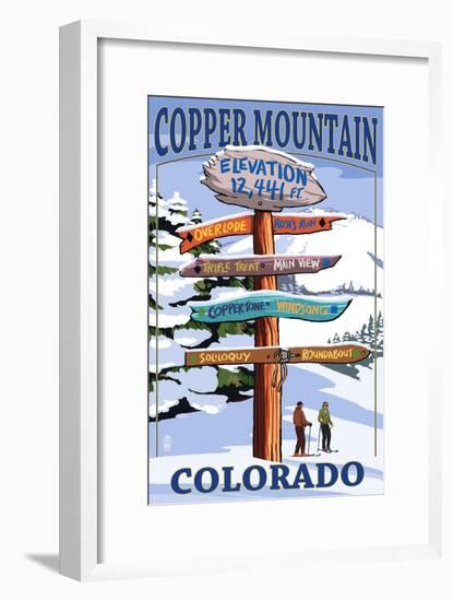 Copper Mountain, Colorado - Ski Signpost-Lantern Press-Framed Art Print