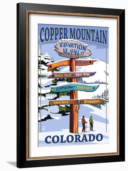 Copper Mountain, Colorado - Ski Signpost-Lantern Press-Framed Art Print