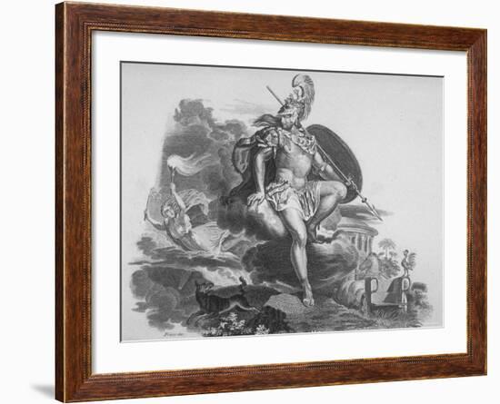 Copper Plate Etching Showing Roman God Mars, God of War and Father of Romulus and Remus-null-Framed Photographic Print