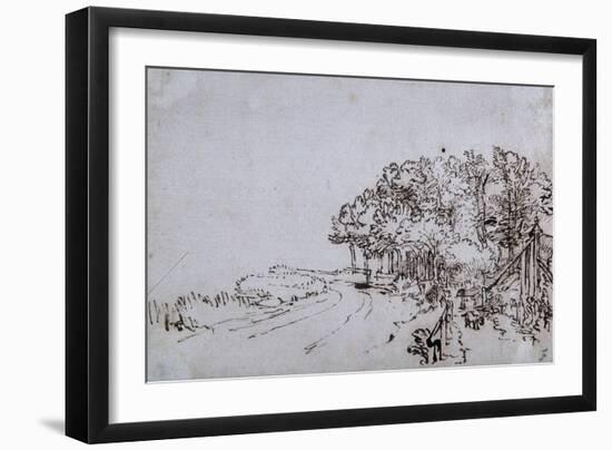 Copse at the Head of the Amsteldijk Near Trompenburg, C.1649-Rembrandt van Rijn-Framed Giclee Print