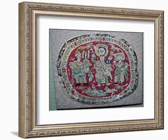 Coptic tapestry of a royal couple with Christ, 10th century. Artist: Unknown-Unknown-Framed Giclee Print