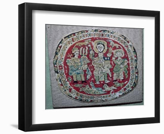 Coptic tapestry of a royal couple with Christ, 10th century. Artist: Unknown-Unknown-Framed Giclee Print