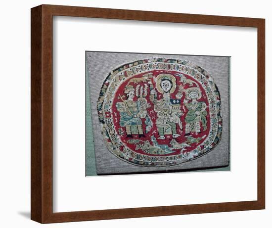 Coptic tapestry of a royal couple with Christ, 10th century. Artist: Unknown-Unknown-Framed Giclee Print