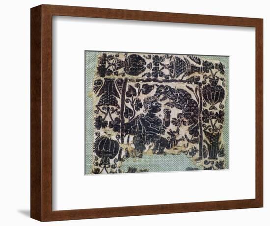 Coptic Textie of a panther attacking a man, 6th century. Artist: Unknown-Unknown-Framed Giclee Print