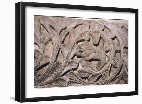 Coptic woodcarving of lion in foliage, c5th-7th century-Unknown-Framed Giclee Print