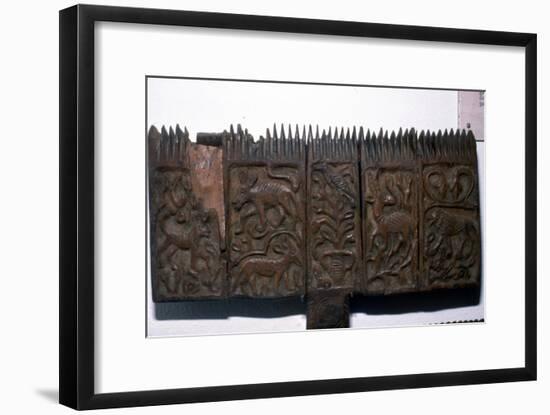 Coptic woodcarving with animals, 6th-7th century-Unknown-Framed Giclee Print