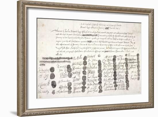 Copy of the Death Warrant of King Charles I, C1648-null-Framed Giclee Print