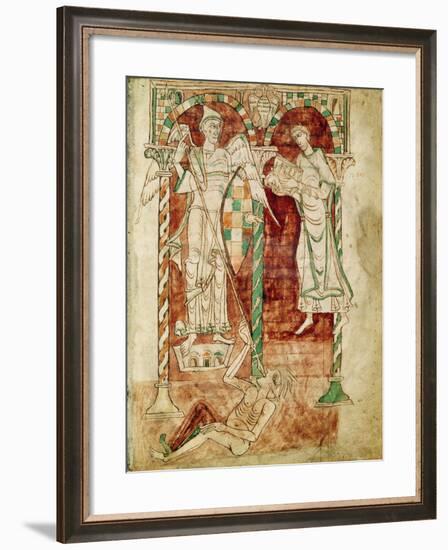 Copyist Presents His Book to St. Michael, from Recognitiones by Saint Clement-null-Framed Giclee Print