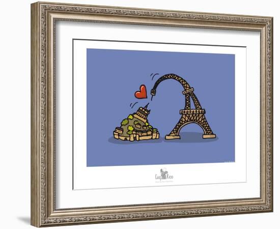 Coq-Ô-Rico - Eiffel love Mont Saint-Michel-Sylvain Bichicchi-Framed Art Print