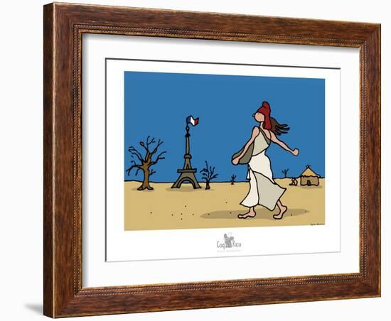 Coq-Ô-Rico - Réchauffement climatique-Sylvain Bichicchi-Framed Art Print