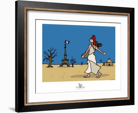 Coq-Ô-Rico - Réchauffement climatique-Sylvain Bichicchi-Framed Art Print