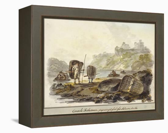 Coracle Fishermen- Preparing to Fish for Salmon (W/C on Paper)-Julius Caesar Ibbetson-Framed Premier Image Canvas