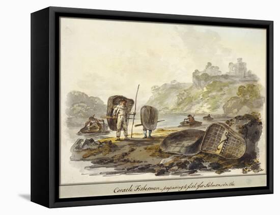 Coracle Fishermen- Preparing to Fish for Salmon (W/C on Paper)-Julius Caesar Ibbetson-Framed Premier Image Canvas