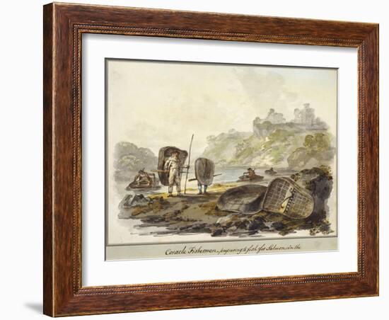 Coracle Fishermen- Preparing to Fish for Salmon (W/C on Paper)-Julius Caesar Ibbetson-Framed Giclee Print