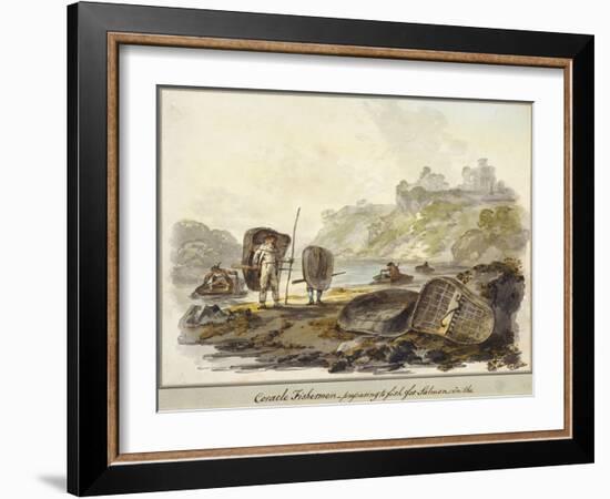 Coracle Fishermen- Preparing to Fish for Salmon (W/C on Paper)-Julius Caesar Ibbetson-Framed Giclee Print