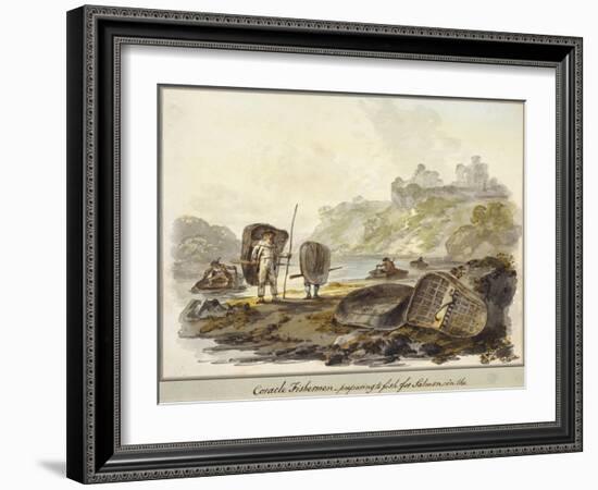 Coracle Fishermen- Preparing to Fish for Salmon (W/C on Paper)-Julius Caesar Ibbetson-Framed Giclee Print