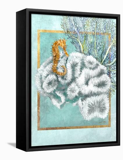 Coral and Seahorse-Lori Schory-Framed Stretched Canvas