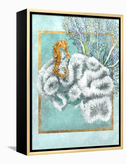 Coral and Seahorse-Lori Schory-Framed Stretched Canvas