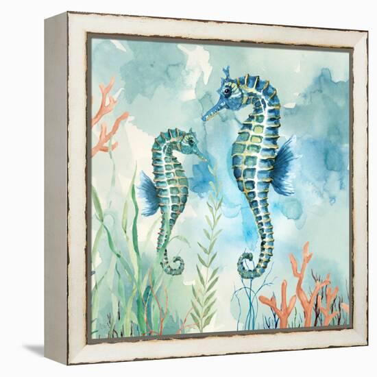 Coral Bay Seahorses-null-Framed Stretched Canvas