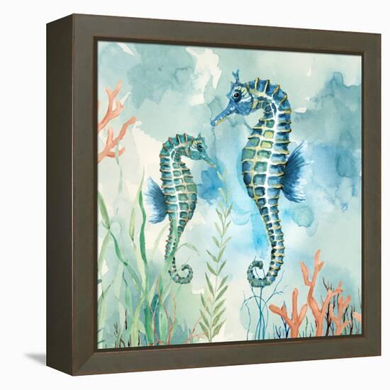 Coral Bay Seahorses-null-Framed Stretched Canvas