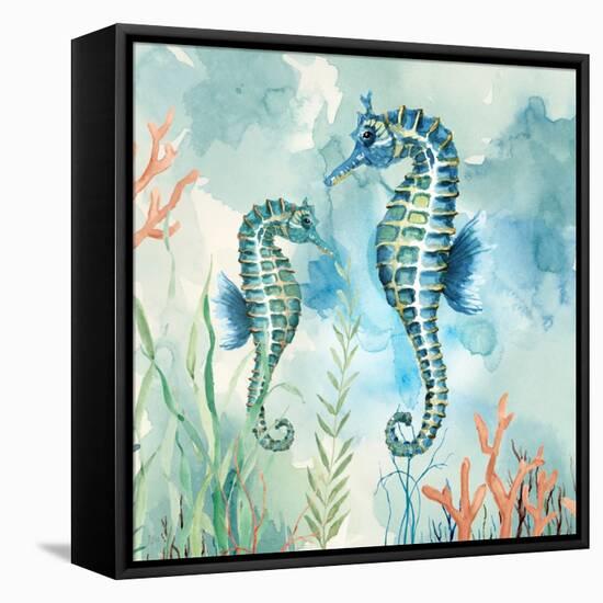 Coral Bay Seahorses-null-Framed Stretched Canvas