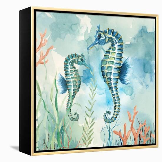 Coral Bay Seahorses-null-Framed Stretched Canvas