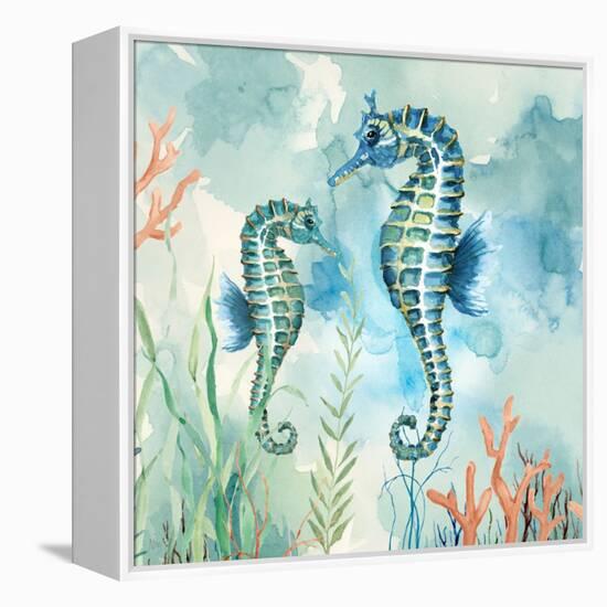 Coral Bay Seahorses-null-Framed Stretched Canvas