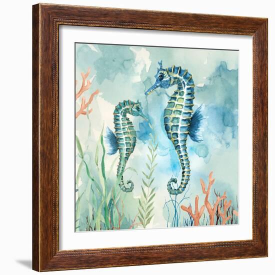 Coral Bay Seahorses-null-Framed Art Print