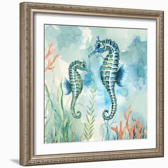 Coral Bay Seahorses-null-Framed Premium Giclee Print