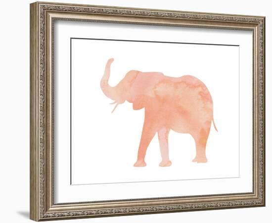 Coral Elephant-Peach & Gold-Framed Art Print