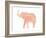 Coral Elephant-Peach & Gold-Framed Art Print