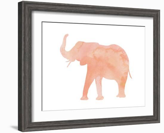 Coral Elephant-Peach & Gold-Framed Art Print