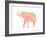 Coral Elephant-Peach & Gold-Framed Art Print