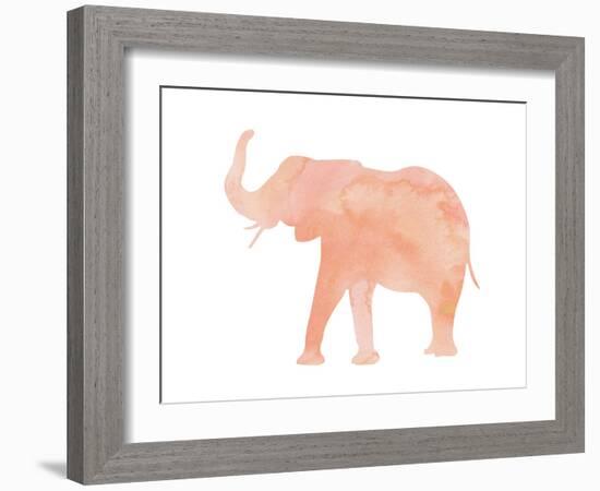 Coral Elephant-Peach & Gold-Framed Art Print