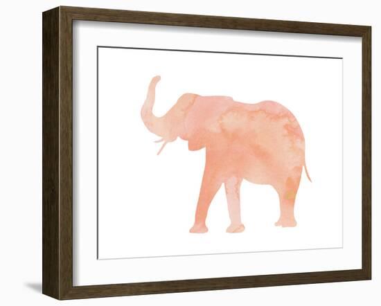 Coral Elephant-Peach & Gold-Framed Art Print