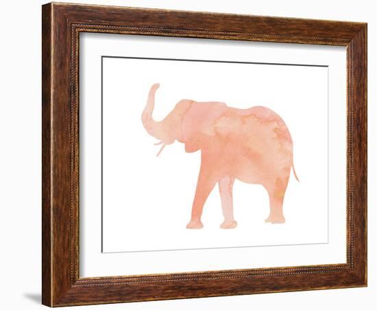 Coral Elephant-Peach & Gold-Framed Art Print