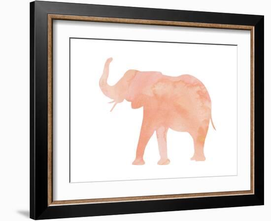 Coral Elephant-Peach & Gold-Framed Art Print