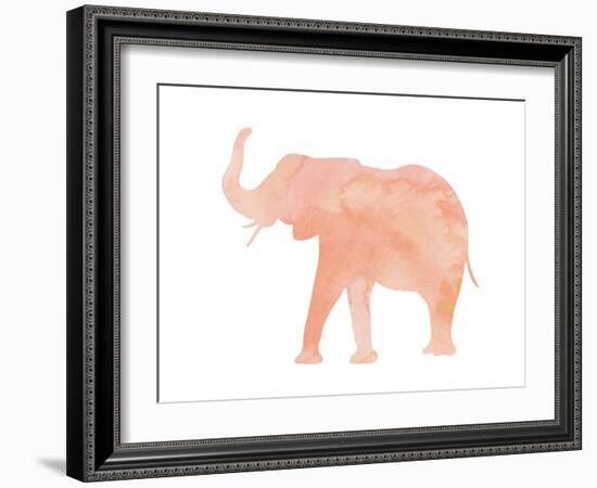 Coral Elephant-Peach & Gold-Framed Art Print