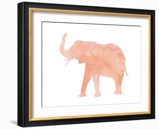 Coral Elephant-Peach & Gold-Framed Art Print