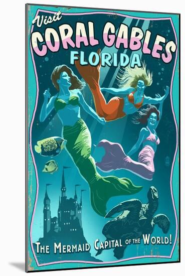 Coral Gables, Florida - Live Mermaids-Lantern Press-Mounted Art Print