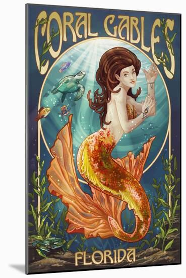 Coral Gables, Florida - Mermaid-Lantern Press-Mounted Art Print