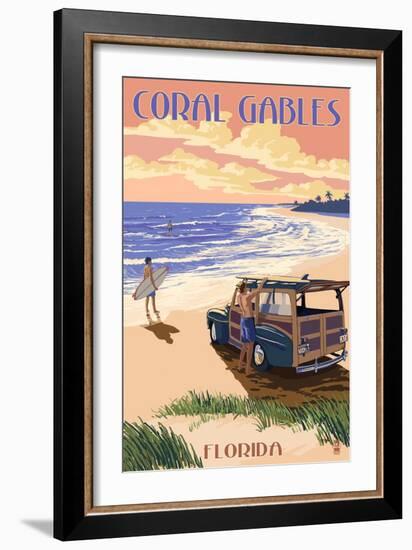 Coral Gables, Florida - Woody on the Beach-Lantern Press-Framed Art Print