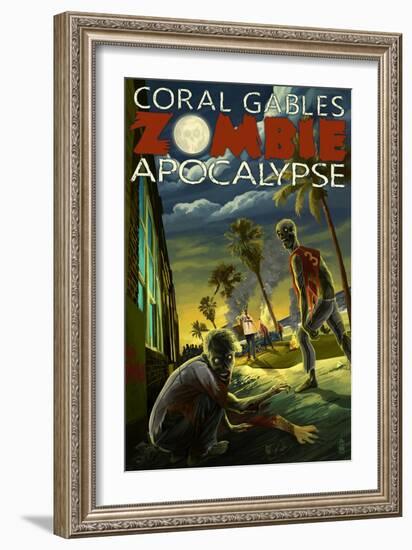 Coral Gables, Florida - Zombie Apocalypse-Lantern Press-Framed Art Print
