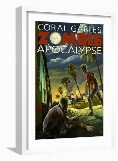 Coral Gables, Florida - Zombie Apocalypse-Lantern Press-Framed Art Print