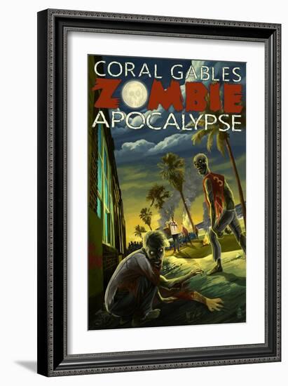 Coral Gables, Florida - Zombie Apocalypse-Lantern Press-Framed Art Print