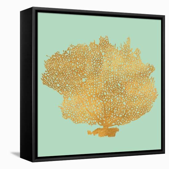 Coral on Teal I-Jairo Rodriguez-Framed Stretched Canvas