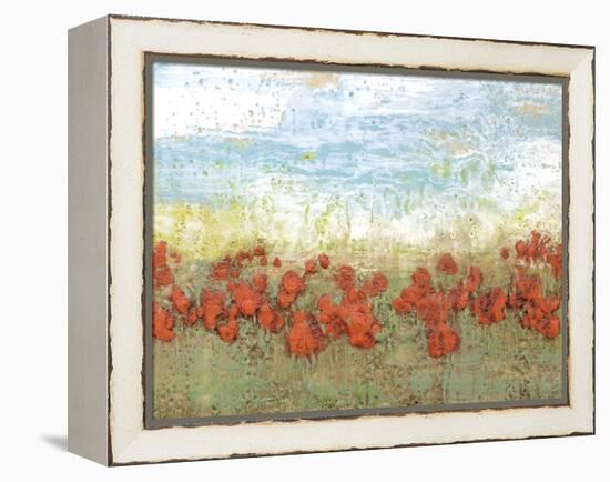 Coral Poppies I-Jennifer Goldberger-Framed Stretched Canvas